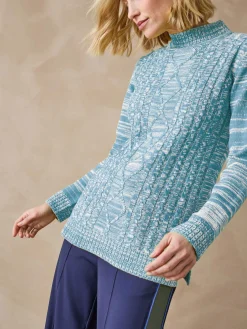 Sale Pull col montant maille torsadée Femme Pull