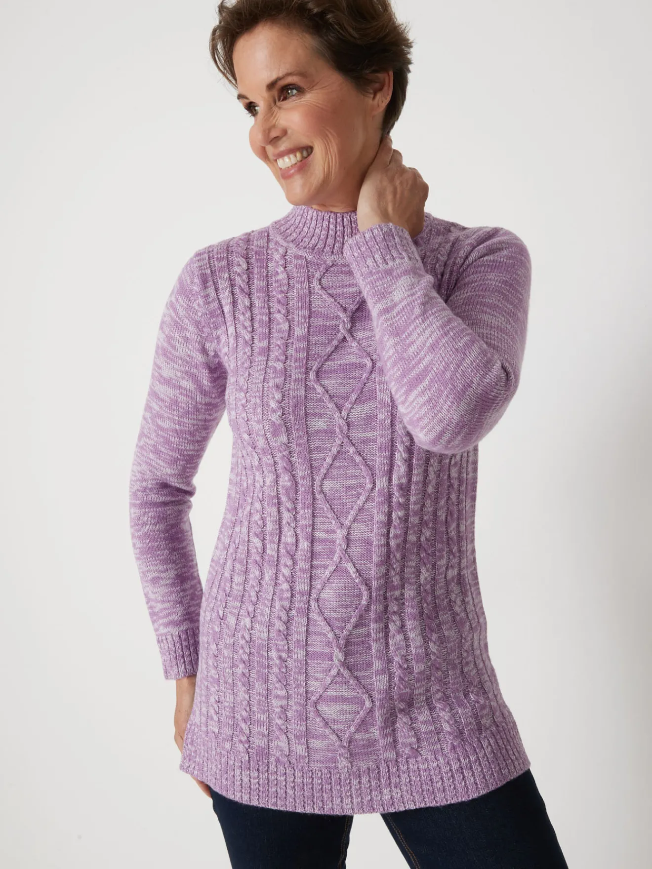 Sale Pull col montant maille torsadée Femme Pull