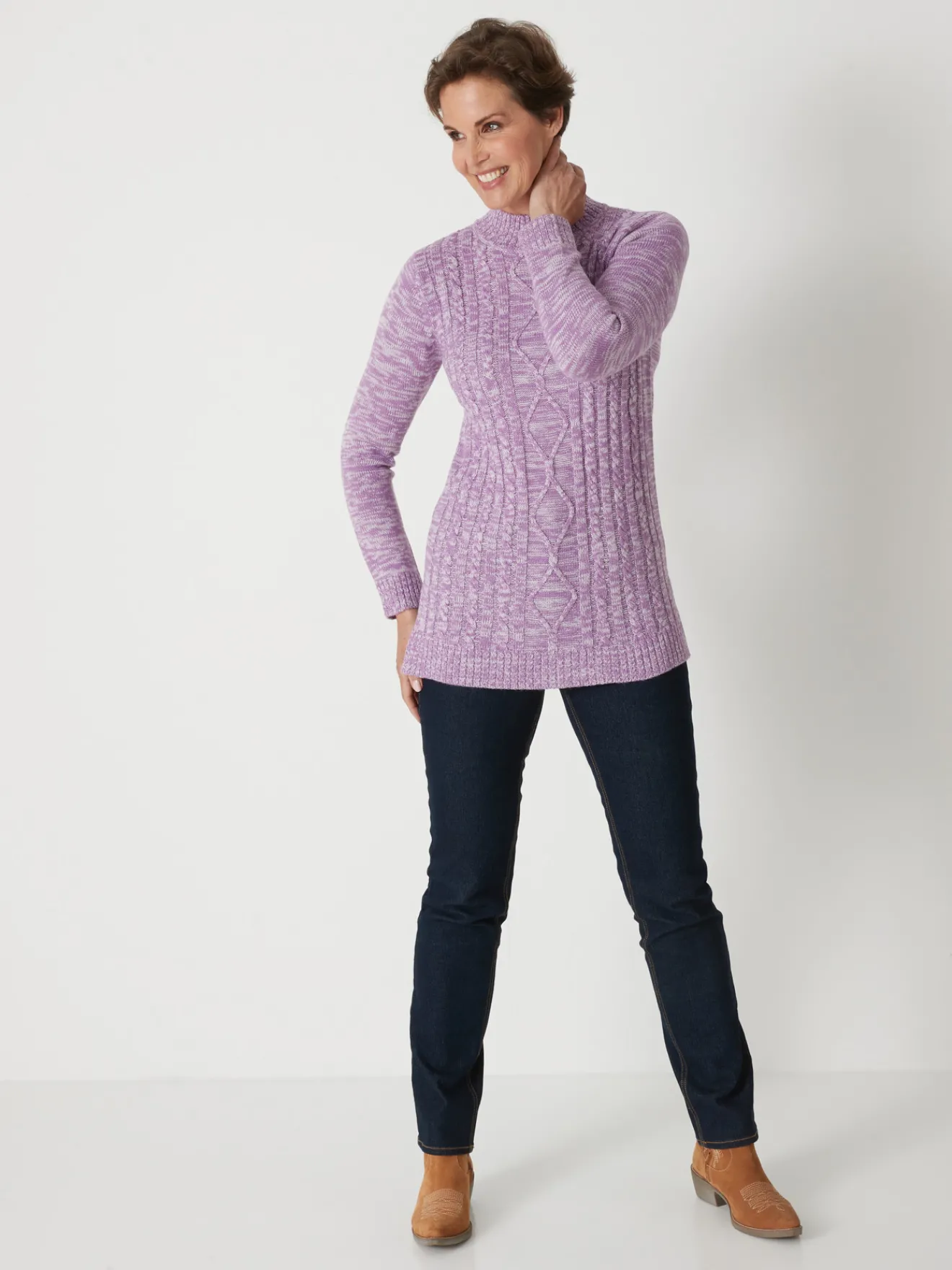 Sale Pull col montant maille torsadée Femme Pull