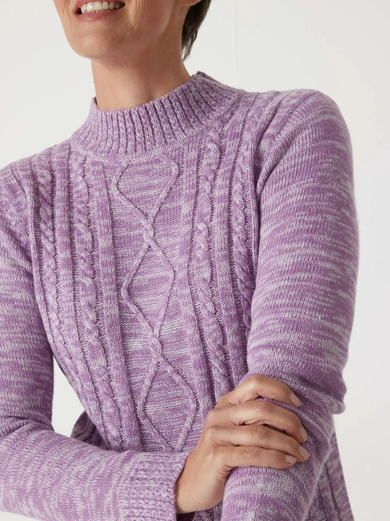 Sale Pull col montant maille torsadée Femme Pull