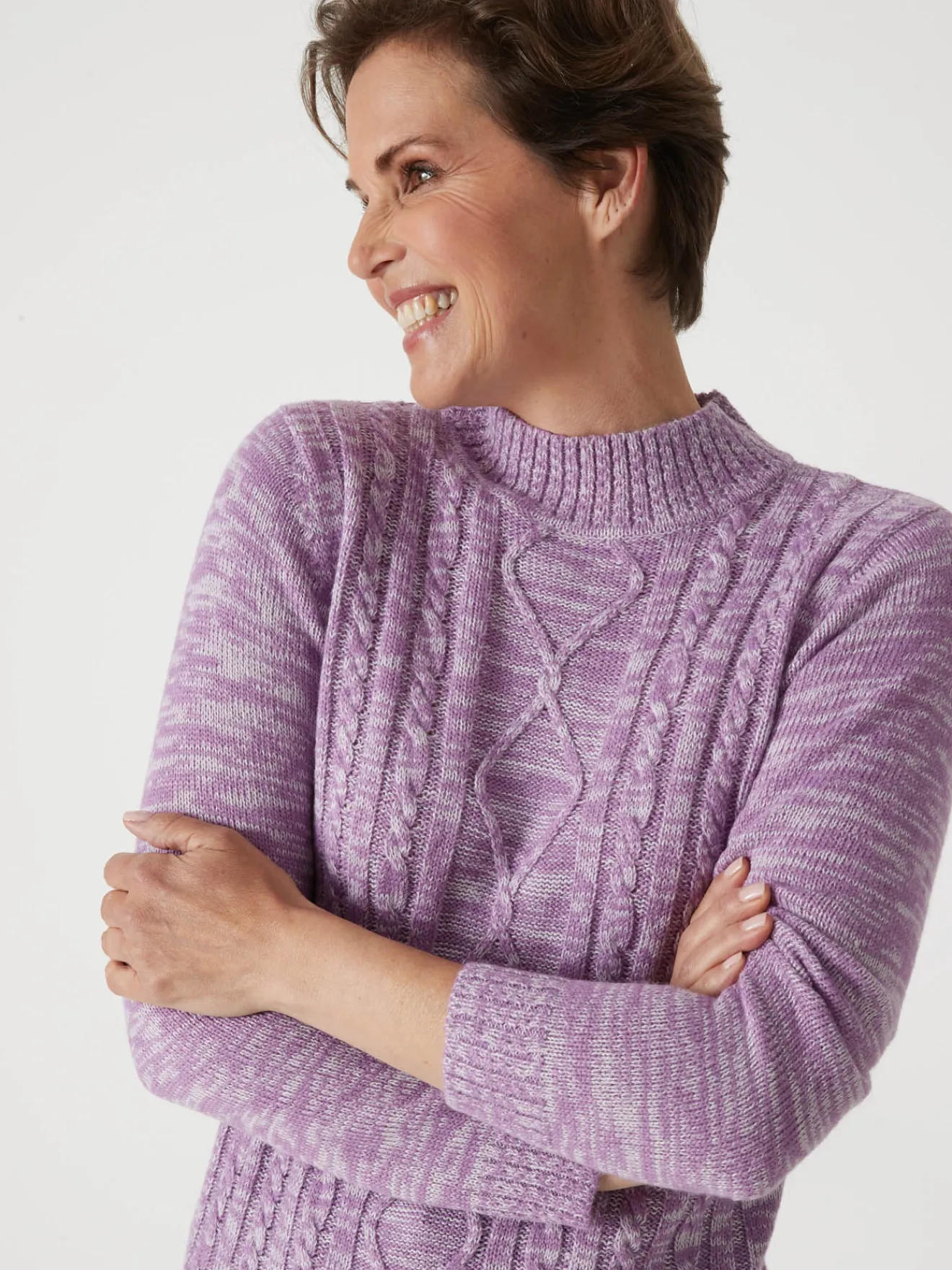 Sale Pull col montant maille torsadée Femme Pull