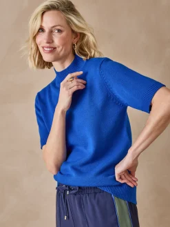 New Pull col montant manches courtes Femme Pull