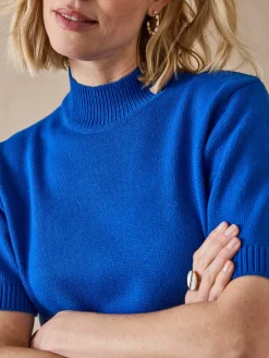 New Pull col montant manches courtes Femme Pull