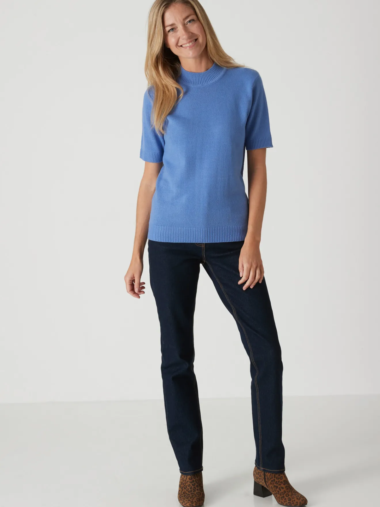 Sale Pull col montant manches courtes Femme Pull