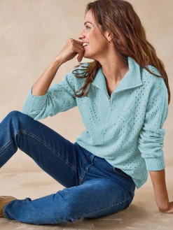 Online Pull col montant zippé Femme Pull