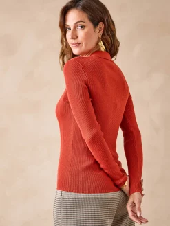 Outlet Pull col polo 50% laine mérinos Femme Pull