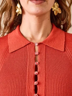 Outlet Pull col polo 50% laine mérinos Femme Pull