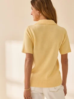 Clearance Pull col polo manches courtes Femme Pull