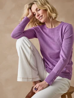 Pull col rond 50% laine mérinos Femme Pull