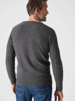 Sale Pull col rond style irlandais 30% laine Homme Pull, Sweat