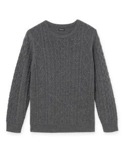 Sale Pull col rond style irlandais 30% laine Homme Pull, Sweat