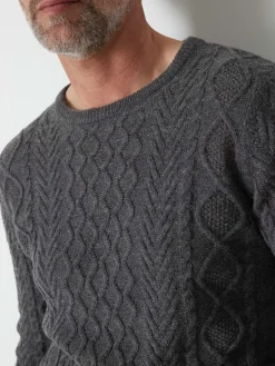 Sale Pull col rond style irlandais 30% laine Homme Pull, Sweat