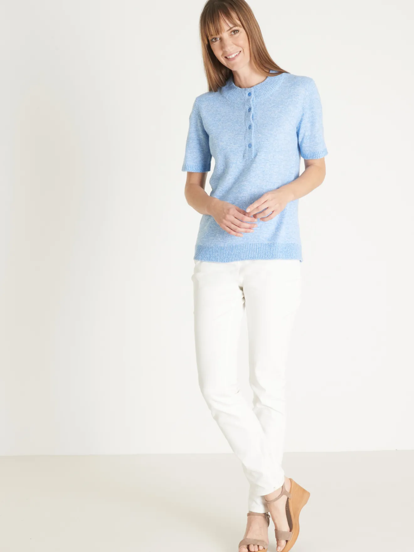 Online Pull col tunisien en maille chinée Femme Pull