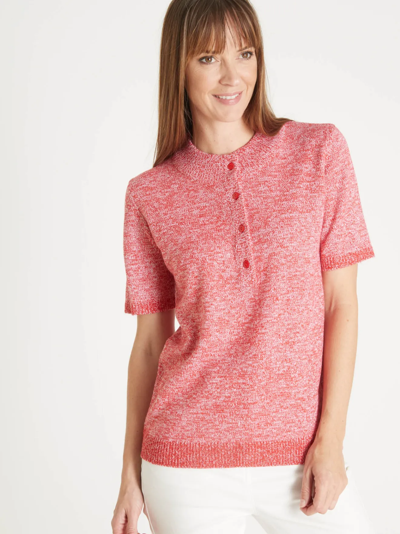 Best Pull col tunisien en maille chinée Femme Pull