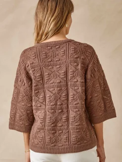 Sale Pull court façon crochet Femme Pull
