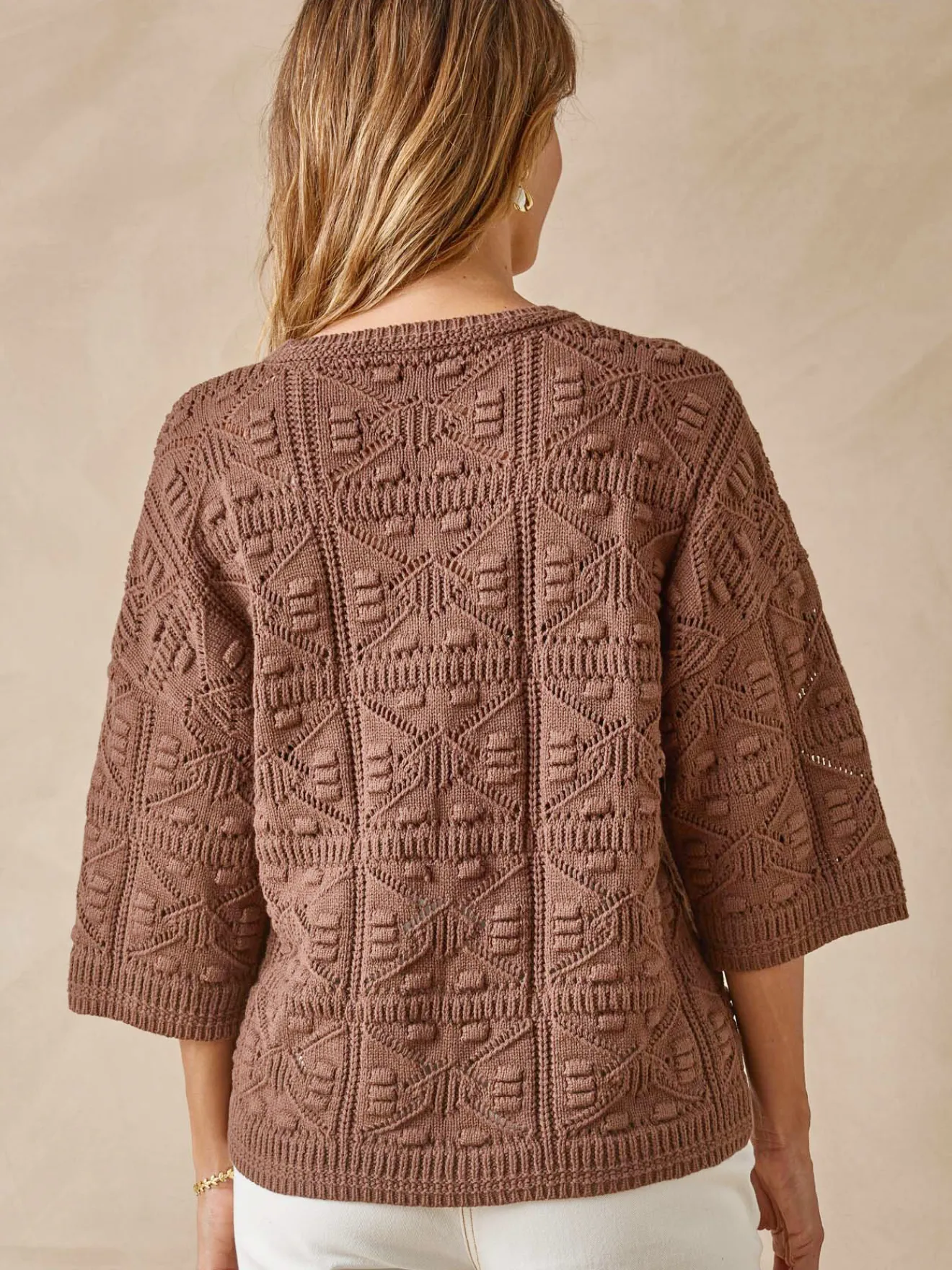 Sale Pull court façon crochet Femme Pull