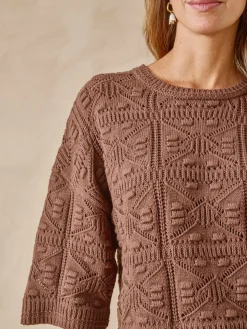 Sale Pull court façon crochet Femme Pull
