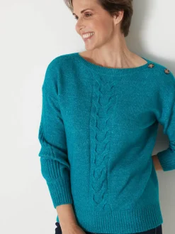 Discount Pull encolure bateau en jersey envers Femme Pull