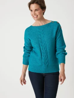 Discount Pull encolure bateau en jersey envers Femme Pull