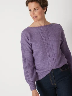 New Pull encolure bateau en jersey envers Femme Pull