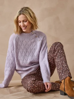 Sale Pull maille fantaisie col montant Femme Pull