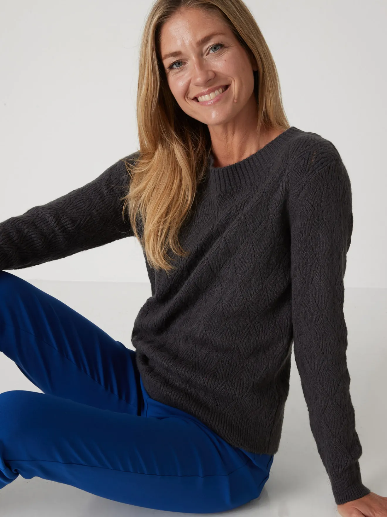 Pull maille fantaisie encolure ronde Femme Pull