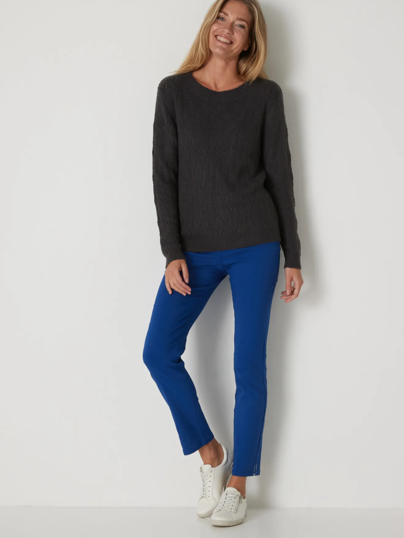 Pull maille fantaisie encolure ronde Femme Pull