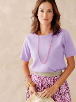 New Pull manches courtes encolure ronde Femme Pull