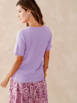 New Pull manches courtes encolure ronde Femme Pull