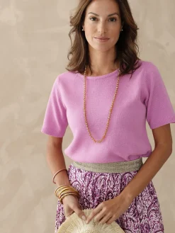 Clearance Pull manches courtes encolure ronde Femme Pull