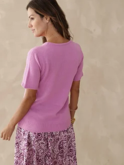 Clearance Pull manches courtes encolure ronde Femme Pull