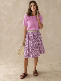 Clearance Pull manches courtes encolure ronde Femme Pull