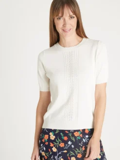 New Pull manches courtes finition écailles Femme Pull