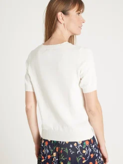 New Pull manches courtes finition écailles Femme Pull