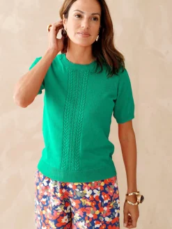 Best Pull manches courtes finition écailles Femme Pull