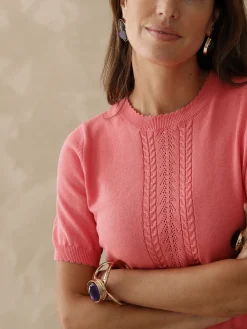 Best Pull manches courtes finition écailles Femme Pull