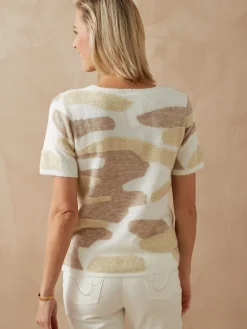 Best Pull manches courtes jacquard intarsia Femme Pull