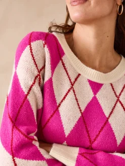 Outlet Pull motifs jacquard géométriques Femme Pull