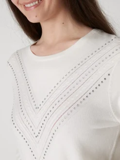 Discount Pull point fantaisie détails rivets Femme Pull