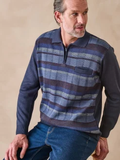 New Pull polo zippé avec laine Homme Pull, Sweat