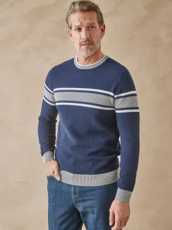 Clearance Pull rayé en maille fantaisie Homme Pull, Sweat