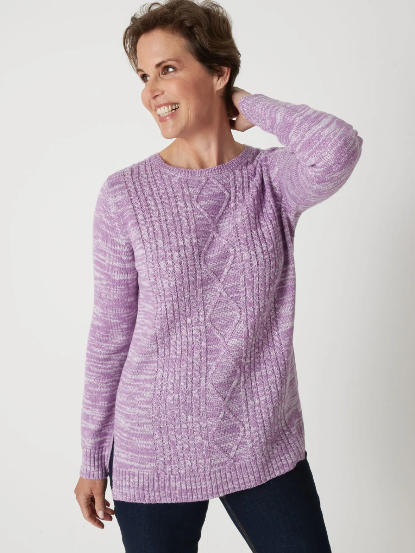 Hot Pull torsadé encolure ronde Femme Pull