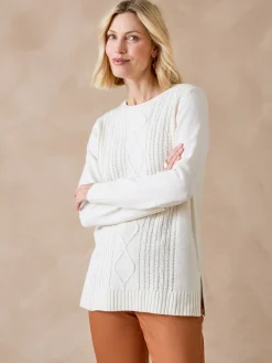 Hot Pull torsadé encolure ronde Femme Pull