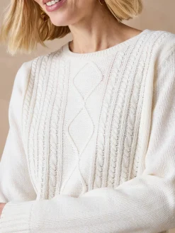 Hot Pull torsadé encolure ronde Femme Pull