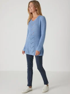 Outlet Pull-tunique côtes perlées Femme Pull