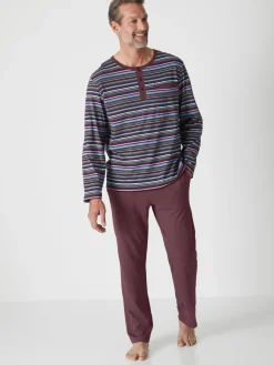 Discount Pyjama rayé pur coton peigné Homme Pyjama