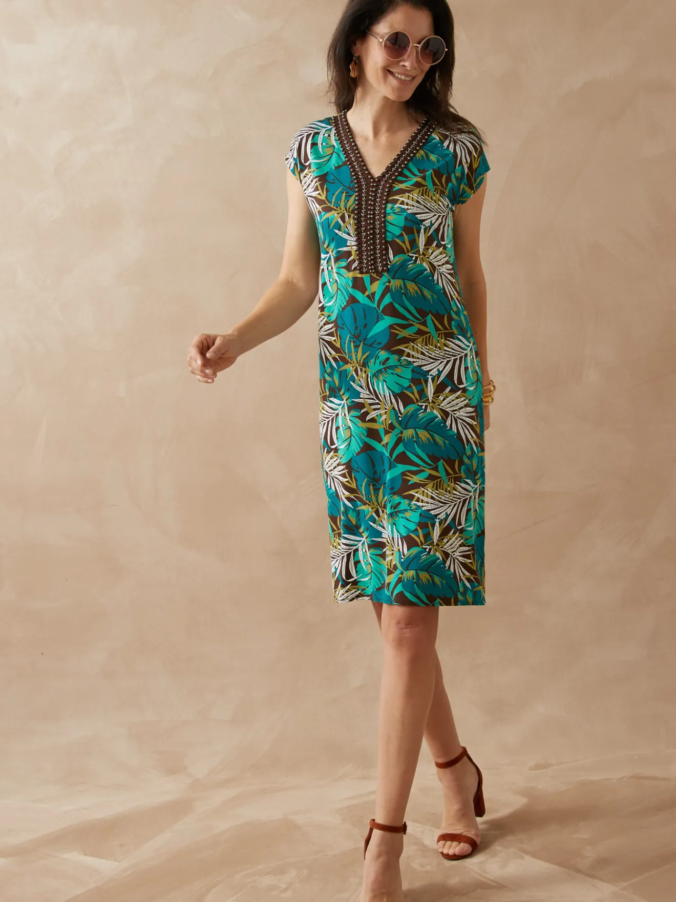 Online Robe en maille avec perles fantaisie Femme Robe