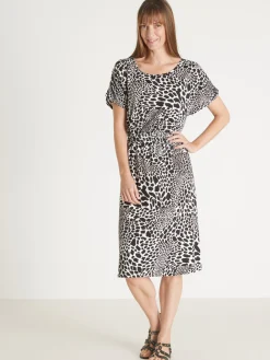 Clearance Robe encolure bateau en maille fluide Femme Robe