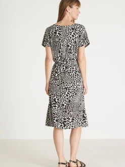 Clearance Robe encolure bateau en maille fluide Femme Robe