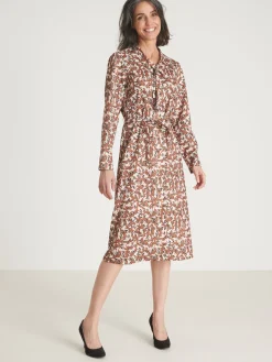 New Robe élégante en maille col lavallière Femme Robe